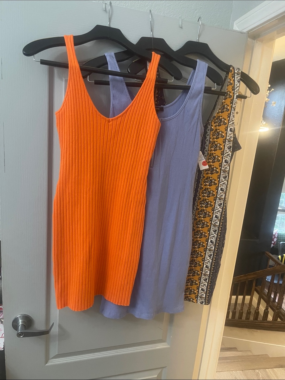Orange Ribbed Tank Top dress / baby blue rib, tank top dress /  BUNDLE OF 3!